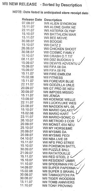 GameStop European Wii release list