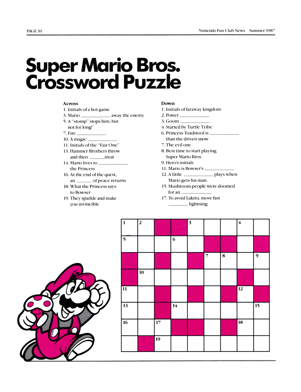 Saturday Cross Word Puzzle - Pure Nintendo