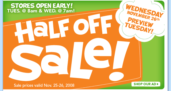 Toy’s R Us: 50 Percent Off Sales Tuesday and Wednesday – Wii’s In Stock