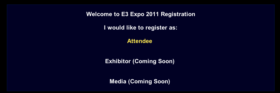 E3 2011 attendee registration begins