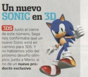 Latest issue of Nintendo Acción confirms new Sonic game for 3DS