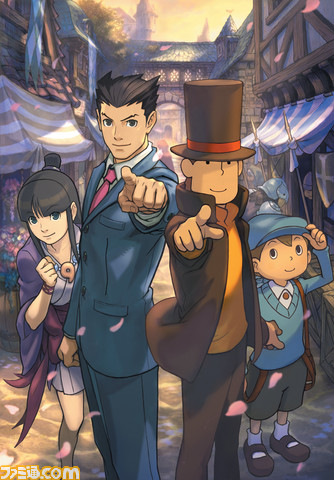 Professor Layton vs. Ace Attorney screens