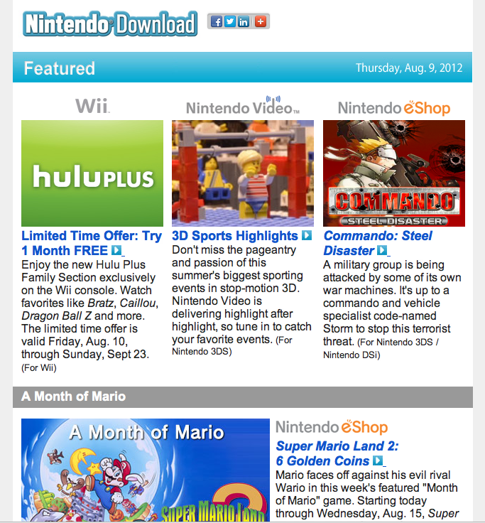 Nintendo Download  – August 9, 2012