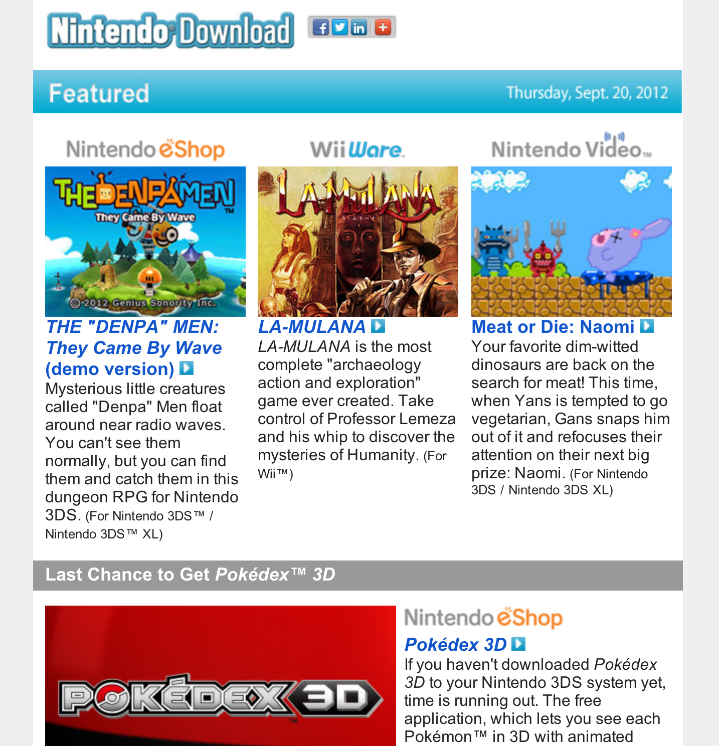 Nintendo Download – Sept. 20, 2012