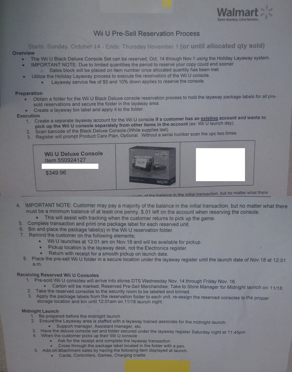 Internal WalMart memo Midnight release Pure Nintendo