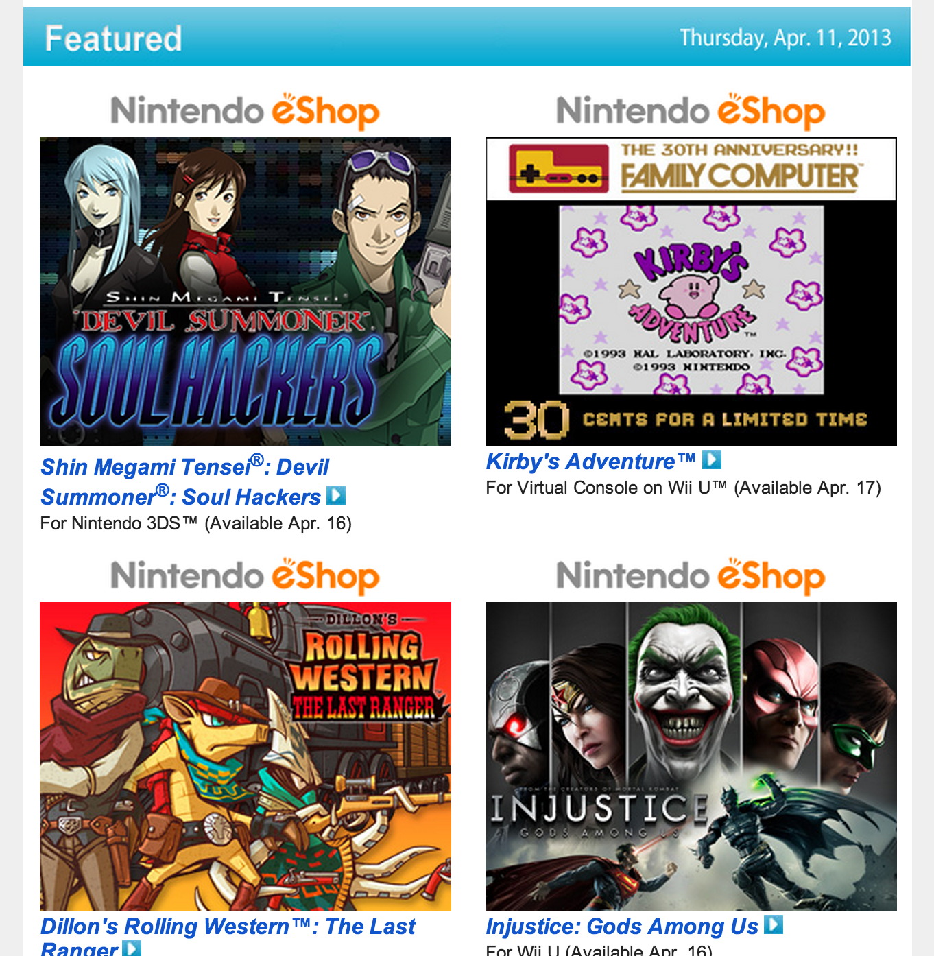 Nintendo Download – Apr. 11, 2013