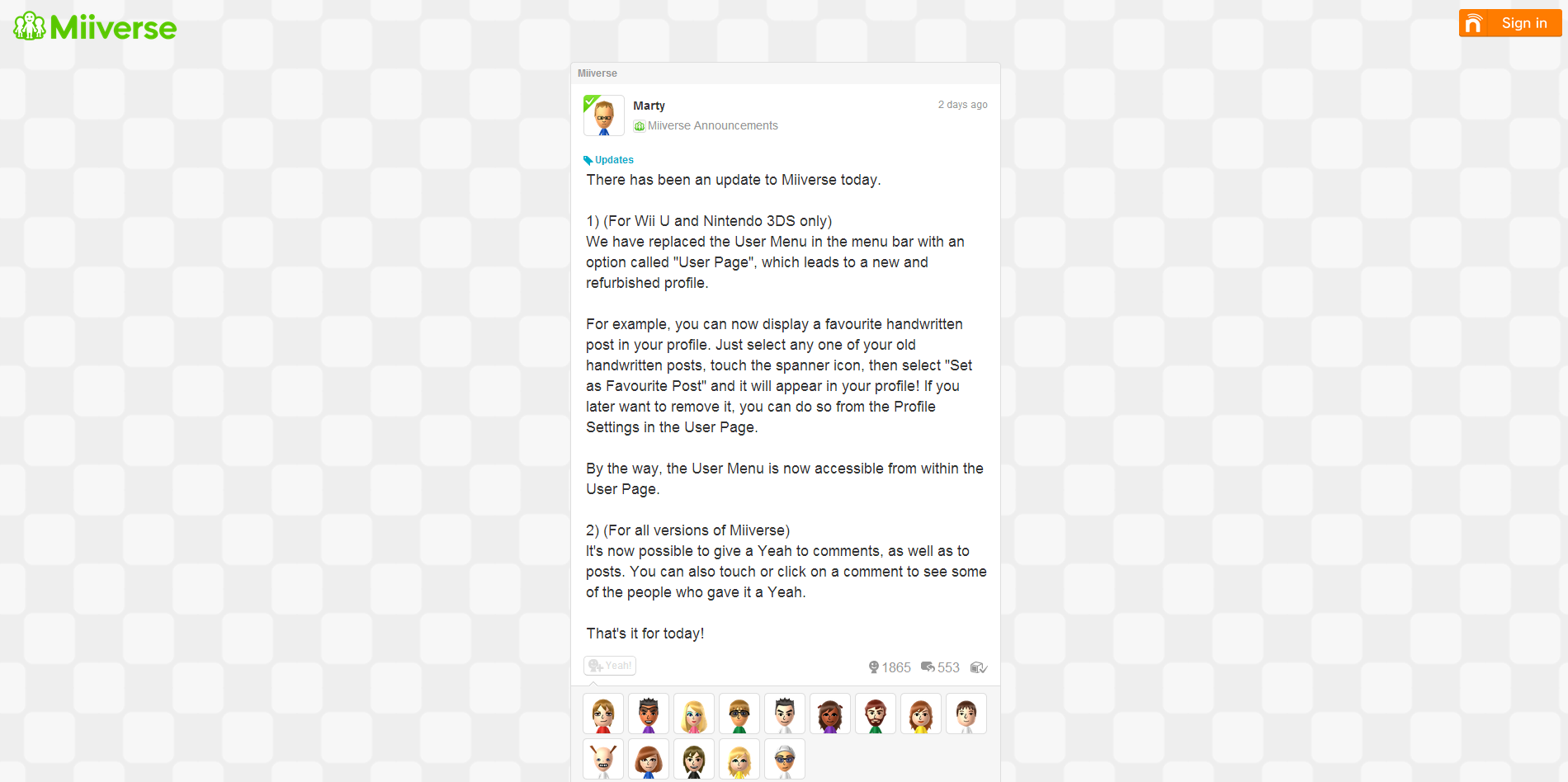 Miiverse Update Adds Revamped User Page Other Improvements Pure Nintendo