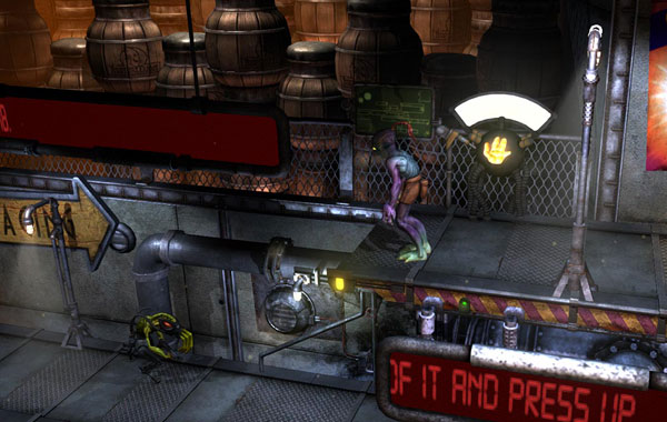Oddworld's 2.5D look sometimes pans the camera to different angles