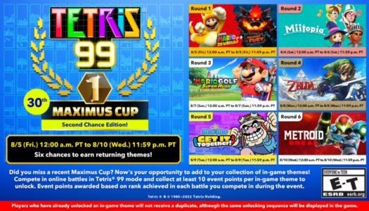 Tetris 99 celebrates 30th MAXIMUS CUP