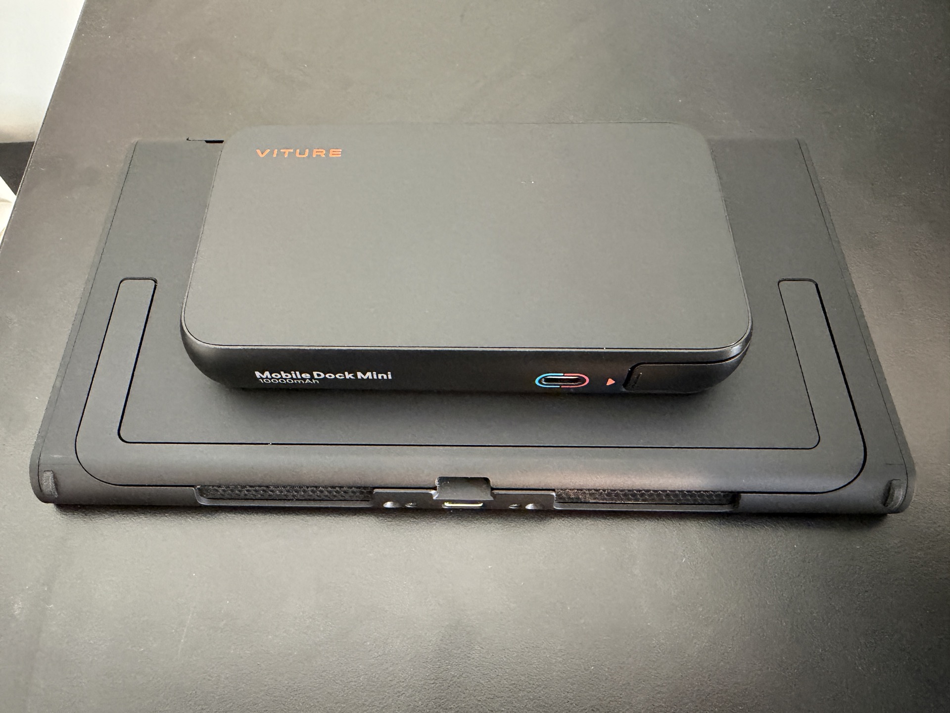 VITURE Mobile Dock Mini Attached to a Nintendo Switch 2 from above